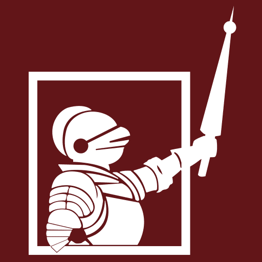 White knight in armor holding rocket lance