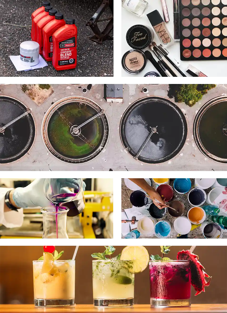 A collage of different types of paint and tools.